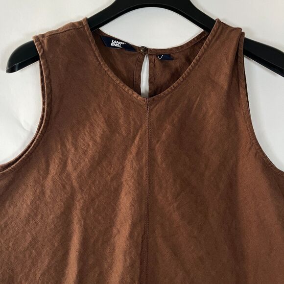 Lands' End Linen Dress 1X Sleeveless Shift Resort Beachy Lagenlook Minimal - Picture 2 of 11